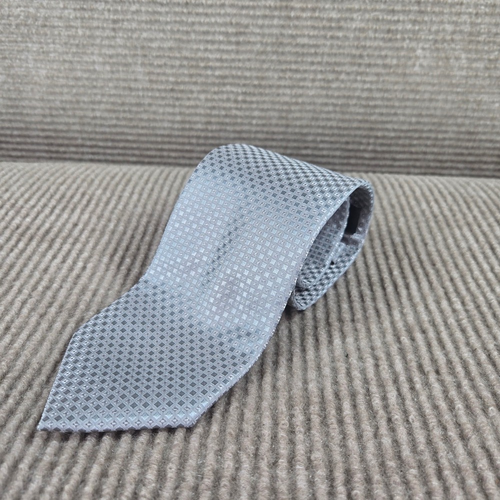 Haggar Mens Silver Geometric Square Pattern Classic Necktie